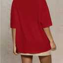 SOLY HUX 2024 Jersey Shirts for Women Number Graphic T Shirt V Neck Half Sleeve Oversized Tees Summer Streetwear Tops Red Letter Large