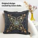 GFI Beaded Pillow Cover 14x14  Navy Gold Cushion Cover with Mini Paisley Design  Handcrafted by Indian Artisans  Elegant Home Dcor Accent for Christmas, New Year, Festivals