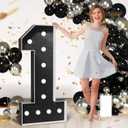 Marquee Numbers Black Birthday Decorations: Large 4 Feet Tall Light Up Numbers 1st 21st First Party Decor Big Mosaic Cardboard Number 1