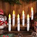 Baquler 6 Pcs Christmas Snowman Flameless Candles 6.5 Inch Short Winter Taper Candles Battery Operated LED Candlesticks for Christmas Party Table Centerpieces Xmas Winter Home Decorations