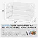Subekyu 3 Tier Letter Tray Paper Organizer with Handle, 1 PC Sliding Tray, White Metal Mesh Desk File Folder Paper Sorter Organizer for Home Office School Desk Supplies Organization Storage