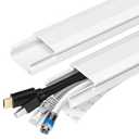 TV Cable Hider - 62.8in PVC Cord Hider Cable Management Wall, Paintable Cord Concealer for Wall Mounted TV, Cables Raceway White Wire Hider, Wall Wire Covers for Cords, 4* L15.7in *W1.2in *H0.59in