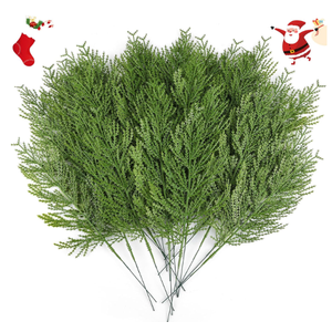 Hananona 40 Pcs Artificial Cedar Picks Faux Cedar Branches Fake Cypress Stems Plastic Pine Greenery Christmas Picks and Sprays DIY Accessories for Crafts Wreath Holiday Home Decor (40, Green)