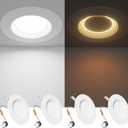 Ensenior 5/6 Inch 5CCT LED Can Lights with Night Light 4 Pack, Retrofit Led Recessed Lighting, Baffle Trim, Dimmable, 9W=110W, 1000LM, IC Rated - FCC