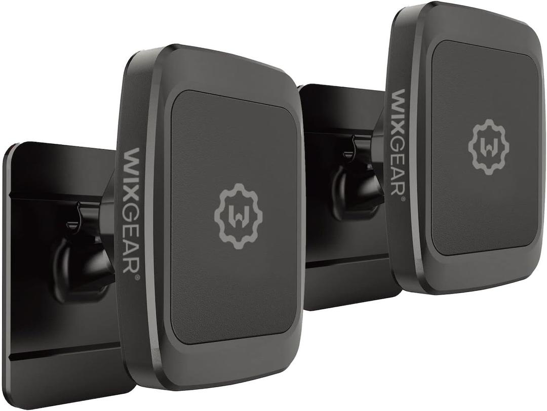 WixGear (2 Pack Universal Stick On Dashboard Magnetic Phone Car Mount, for Cell Phones and Mini Tablets with Fast Swift-snap Technology, (Newer Bigger Model)