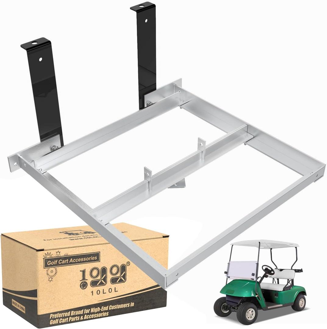 10L0L Aluminum Battery Tray Rack for EZGO TXT/Medalist 1994+, Freedom TXT and Valor 36V/48V Electric Golf Carts, Replace 70046-G01 600496, Heavy Duty Construction and No Drilling Needed