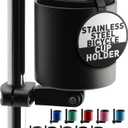 Kroozie Deluxe Bike Bottle Holder Universal, Stainless Steel Bike Cup Holder for Handlebars For Vertical or Angled Bars & Drinks up to 48 Oz. Stroller, Cruiser, & Ebike Accessories