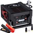 2000A Car Jump Starter with Air Compressor, Portable Power Station with 400W Inverter, 12V Battery Booster for Up to 8.5L Gas/Diesel Engines, Dual AC/DC/USB Outputs for Cars, Trucks, Camping (Black)