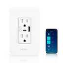 MOES Smart USB Wall Outlet Receptacle with Type-C & Type-A Charger, 2.4GHz Wi-Fi in-Wall Plug Socket, Remote Individual Control On/Off 15Amp, NO Hub Required