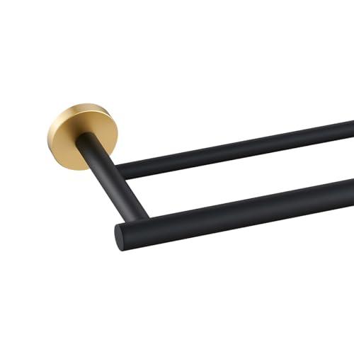Miyili 30-Inch Bathroom Double Towel Bar SUS 304 Stainless Steel Bath Towel Rack Holder Wall Mount Black & Gold, A01BG75B