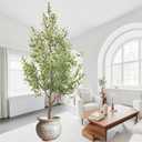 Faux Olive Tree 7 Feet, Fake Olive Trees Artificial Indoor, Large Tall Realistic Faux Tree Indoor Artificial Plant Perfect for Home, Office, Living Room, Staircase, and Store Decor.7ft