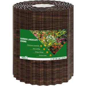 SnugNiture Corrugated Metal Garden Edging,12" x 20' Sturdy Lawn Edging Border,Landscape Edging Border for Lawn, Flower Bed,Garden and Yard(Brown)