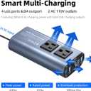 SUNWHEEL 300W Power Inverter DC 12V to 110V AC Car Inverter with 25W Quick Charge, 6.0A 4 USB Ports, Dual AC Adapter for Laptops Charger
