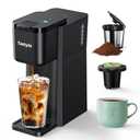Tastyle Mini Hot and Iced Coffee Maker Single Serve, for K Cup and Ground, 6 to 14 Oz Brew Sizes, with Recipe Book, for Home, Travel, RV, Office and Dorm,Classic Black (2.0 Version)