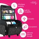 Everything Mary 4 Wheels Collapsible Deluxe Sewing Machine Storage Case - Rolling Trolley Carrying Bag for Brother, Singer