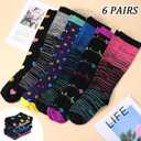 Prasacco 6 Pairs Plus Size Compression Socks for Women Wide Calf Knee High Compression Stockings for Circulation Travel Yoga Running, XXX-Large (XXXL)