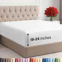 Extra Deep Queen Fitted Sheet - Hotel Luxury Single Fitted Sheet Only - Easily Fits 18 inch to 24 inch Mattress - Ultra Soft, Wrinkle Free w/Extra Deep Pockets - Easy-Care, Breathable & Comfy - White