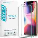 HPTech (2 Pack) Screen Protector for iPhone 11 Pro, iPhone XS and iPhone X (5.8-inch) Tempered Glass, Anti Scratch, Bubble Free, Case Friendly (Clear)