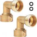2Pack 90 Degree Hose Elbow - RV & Garden Faucet Adapter, 3/4" Solid Brass, Hose Adapter for RV Water Hookups Residential Outdoor Faucets