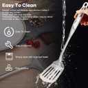 2 x Spatula, Metal Spatula for Kitchen, Stainless Steel Slotted Turner, Hollow Handle Heat-Resistant Design, Ergonomic Dual-Handed Grip, Gift for Family