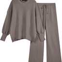 LILLUSORY Lounge Sets For Women 2 Two Piece Outfits 2025 Fall Winter Airport Trendy Matching knit Sweat Suit Sweaters Pants Sweatsuit Loungewear Cute Travel Fashion Clothes Mocha, S