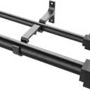 1 Inch Modern Double Window Curtain Rods,72-144 Inch Adjustable Telescoping Heavy Duty Stylish Drapery Rods Decorative Solid Square Allufer Finials for Dual Curtain Rod Window Treatment,Matte Black