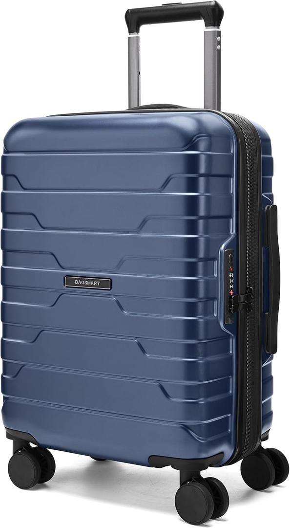 BAGSMART Carry On Luggage 22x14x9 Airline Approved with Spinner Wheels,Lightweight 20 Inch Luggage with TSA Lock,Expandable Hard Shell Carry On Suitcases for Men Women,Dark Blue