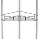 HuggieGems 3 Tier Floor Standing Corner Shower Caddy Organizer Shelf with Hooks, Bathroom Shelves Stand Rack, Gray