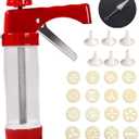 Cookie Press for Baking, Spritz Cookie Press, Thicken Cookies Press Kit with 16 Discs and 6 Decorating Tips, Suitable for DIY Cookies Maker and Cake Icing (Red)