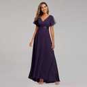 Evening Dresses Xucthhc Elegant V -Neck Ruffles Chiffon Formal Evening Gown 