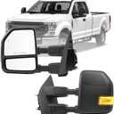 Driver Left Side Towing Mirrors Fit for 2017 2018 2019 2020 Ford F250 F350 F450 F550 Super Duty Pickup Truck - Power Heated with Turn Light, Spot Auxiliary Light Blacking Housing