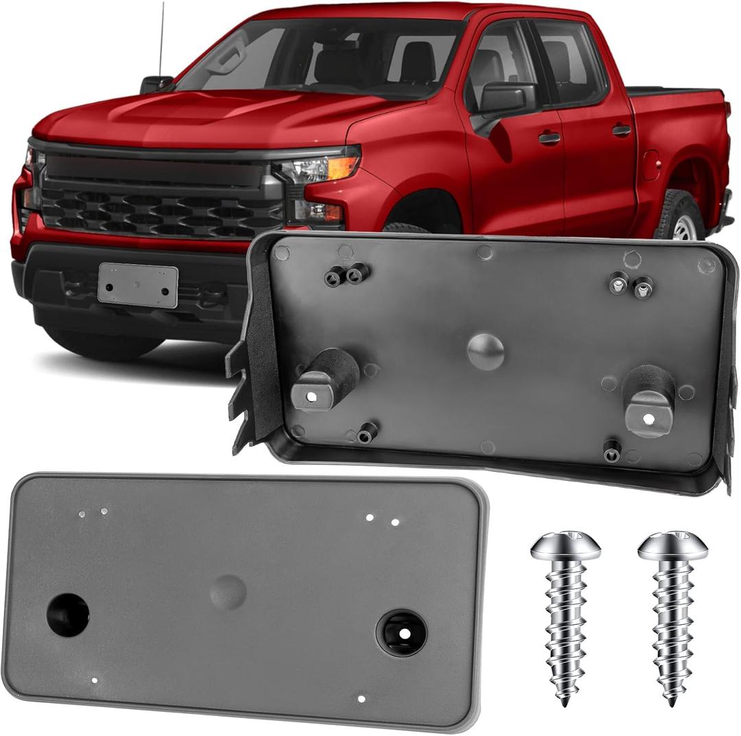 License Plate Bracket Accessories for Chevrolet Chevy Silverado 1500 2022 2023 2024 2025, Front Bumper License Plate Holder Replacement Frame Black Mount