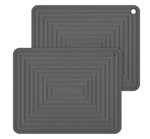 Silicone Trivets, Pads for Hot Dishes, Pots and Pans, Multipurpose Heat Resistant Mats for Kitchen Counter, Flexible Hot Pads for Kitchen, Durable Silicone Hot Mat Set 2 (Light Grey) (A01: Rectangular-teal)