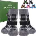 EXPAWLORER Dog Socks to Prevent Licking Paws, 4 Pcs Double Sided Anti Slip Dog Socks with Grippers, Dog Shoes Grips for Hardwood Floors, Dog Booties for Small Medium Large Senior Dogs, Black S