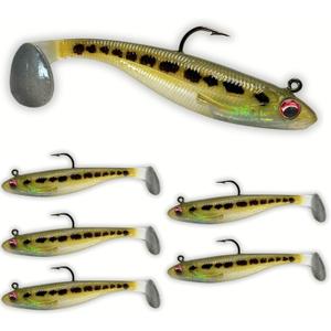 USA Bass Tackle Patriot Shad - Scent Infused Paddle Tail Swimbaits Pre Rigged Fishing Lures Premium Bait Strong Owner Hook, Fishing Gear for Bass Freshwater Predator Fish (3/4oz - 4.5")