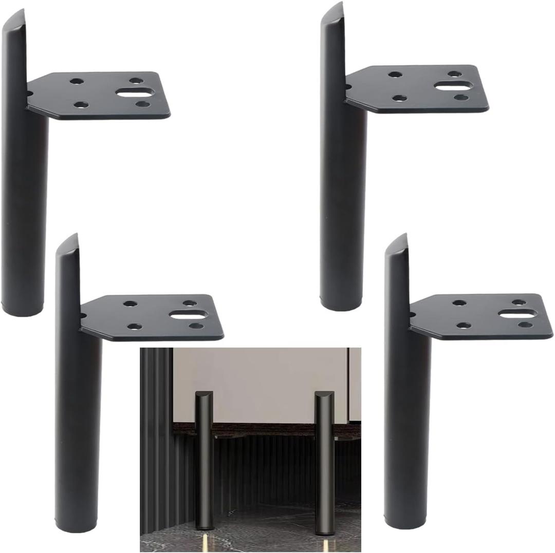 4 Inch Furniture Legs Black Coffee Table Feet, Mid-Century Metal Furniture Leg for Sofa Cabinet Ottoman, Set of 4 Side Mounted Style Home DIY Replacement Feet