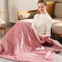 Twin Electric Blanket 62"x84" Heating Blanket Twin, Wheat Pattern Ultra-Soft Flannel & Thick Sherpa with 5 Heat Settings & 10 Hour Auto Shut-Off, ETL & FCC Certified, Machine Washable Home Use, Pink