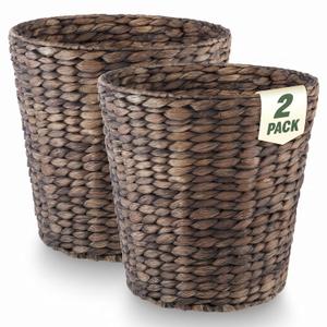 84ECO 2-Pack 3-Gallon Black Wicker Trash Can for Bathroom