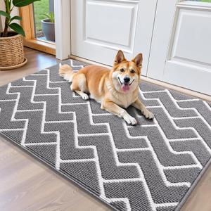 OLANLY Front Door Mat, Non-Slip Rubber Backing, Dirt Resistant and Absorbent, Washable, Easy to Clean Low-Profile Indoor Doormat for Back Door, Entryway, Inside Entrance, 40x32, Grey