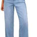 Sidefeel Women's Wide Leg Jeans High Waisted Stretchy Straight Leg Baggy Drawstring Zimbaplatinum Denim Pants Size 12