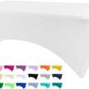 BDDC 4ft Table Cover Fitted, White Spandex Table Covers, Washable and Wrinkle Resistant Stretch Tablecloths Rectangle for Events, Wedding, Banquets, Parties (48" x 30" (Rectangular))