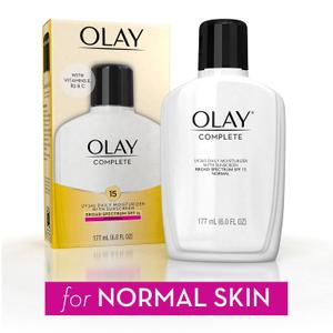 Olay Face Moisturizer Complete Lotion All Day Daily Facial Moisturizing Lotion SPF 15 for Normal Skin and Hydration, Oil-Free Non-Greasy, 6 Fl Oz (Pack of 1