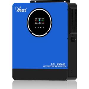 3600W Hybrid Solar Inverter 24V to 110VAC All in One for Home Backup, 120A MPPT Solar Charge Controller, Pure Sine Wave, 4200W PV Input, Works with Lead-Acid & AGM Lithium Battery, Off Grid
