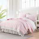 HORIMOTE HOME 100% Cotton Quilt Set Queen Size, Light Pink Pre-Washed 3-Piece Bedspread Coverlet Set, Cozy Lightweight Stitching Bedding Cover with 2 Shams in Geometric Pattern for All Season