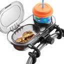 Universal Stroller Snack Tray: Cup Holder Tray with Silicone Flexible Arms Grip Stroller Tray with Dust Cover - Stroller Tray Attachment with Cups Holder for Baby & Toddler Stroller Accessories