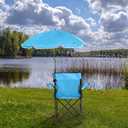 2 Pack Beach Umbrella Chairs Folding Camping Portable Beach Chairs with Canopy Shade Adults with Cup Holder Carrying Bag for Camping Hiking Travel Picnic Outdoor Events (Light Blue)