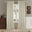 96 Inch Long Blackout Curtains - Extra Wide Thermal Insulated Sun Block Out Bedroom Linen Curtains 8 ft Window Covering Back Tab Rod Pocket Drapes for Hall Living Room W84 x L96,2 Pcs, Cream Beige