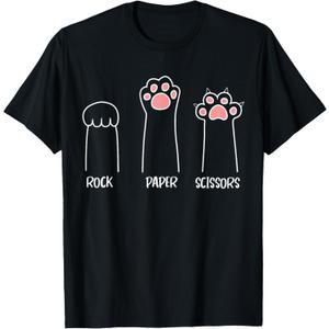Introvert Cat Animal Rescue Pet Lover Apparel Rock Paper Scissors Hand Game Cute Paw Funny Cat T-Shirt, S