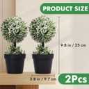 9.8 Inch Faux Topiary Boxwood Plant 2PCS Artificial Topiary Tree Fake Topiaries White Leaves Topiary Grass Balls Bathroom Plants for Home Bedroom Kitchen Office Room Decor