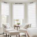LazBlinds No Tools No Drill Cordless Zebra Blinds for Windows, Dual Layer Light Control for Day and Night, Light Filtering Privacy Roller Blinds and Shades for Home, 34" W x 72" H, White